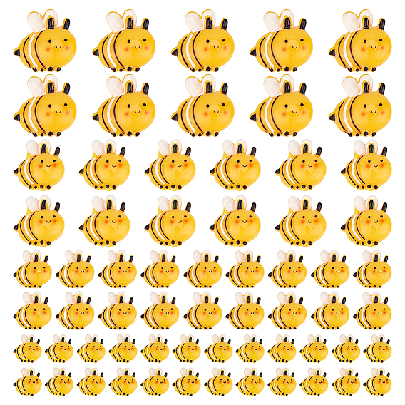 100 шт 4 стили кабошоны из непрозрачной смолы, Пчелы