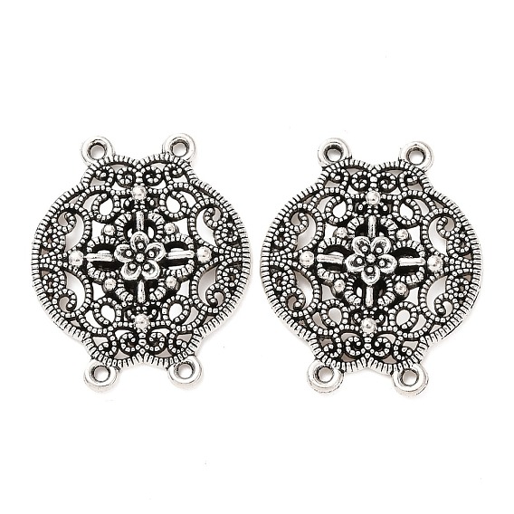 Тибетский стиль сплава многожильных ссылки, 4 контур, полые плоские круглые с цветком