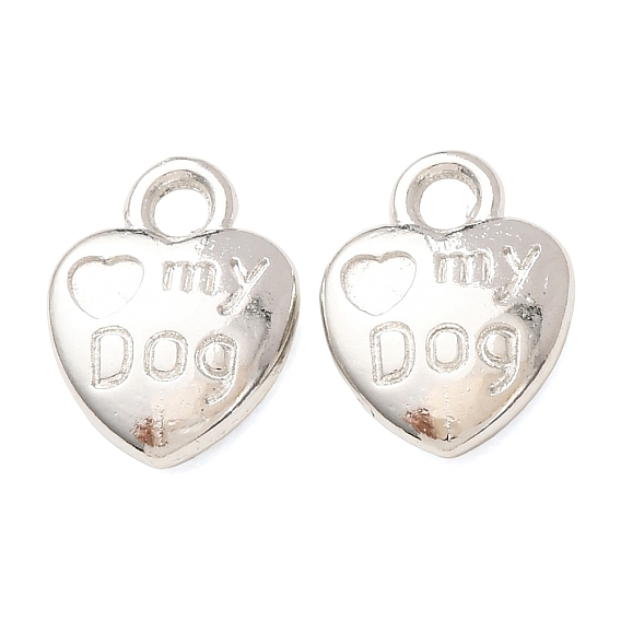 Ajustes de esmalte encanto de la aleación del estilo tibetano, corazón palabra tallada mi perro, sin plomo y cadmio, 13x10x3 mm, Agujero: 2 mm, sobre 980 unidades / 1000 g