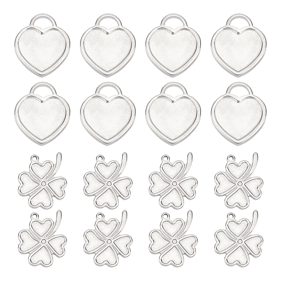 304 подвеска кабошон нержавеющая сталь под эмаль, клевера и сердце