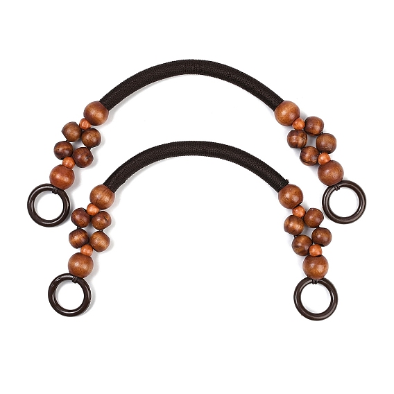 (Defective Closeout Sale: Bead Defect) Nylon Cord Bag Handles, with Wooden Beads, Bag Replacement Accessories