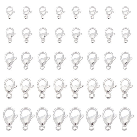 40Pcs 5 Style 304 Stainless Steel Lobster Claw Clasps, Parrot Trigger Clasps