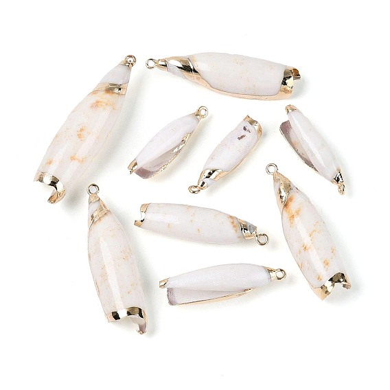 Гальванические большие подвески из натуральной ракушки, Подвески в виде раковин с петлями из железа золотистого оттенка.