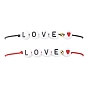 2 pcs 2 couleur entendre l'amour ensemble de bracelets de perles tressées en acrylique, bracelets réglables en cordons de nylon