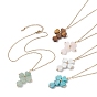 304 Stainless Steel Cable Chain Necklaces, Mixed Gemstone Heart Cross Pendant Necklace