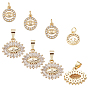 8Pcs 2 Style Brass Micro Pave Cubic Zirconia Pendants, Evil Eye, Clear