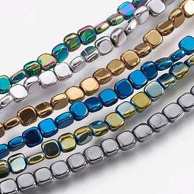 Electroplate Non-magnetic Synthetic Hematite Beads Strands, Long-Lasting Plated, Square