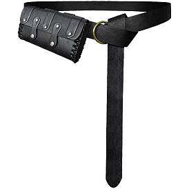 Кожаная поясная сумка и пояс в комплекте, с пряжкой сплава