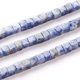 Натуральное синее пятно нитки из бисера яшмы, кубические