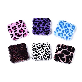 Непрозрачные акриловые бусины с леопардовым принтом, квадратный