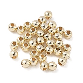 Rack Plating Brass Round Beads, Long-Lasting Plated, Cadmium Free & Lead Free