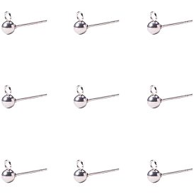 304 Stainless Steel Stud Earring Findings, with Loop, 16x6mm, Hole: 2mm, Pin: 0.8mm