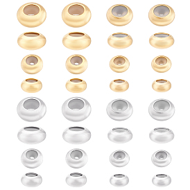 32шт 8 стиль латунные бусины, с резиной внутри, ползунки, долговечный, рондель