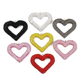 Большие подвески из сплава глины со стразами, сердце