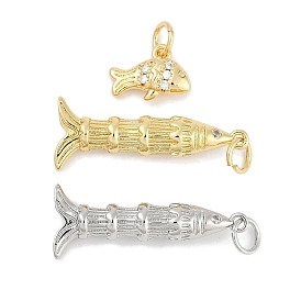 Латунные микро проложить кубического циркония подвески, рыбы прелести, долговечный, без свинца и без кадмия, стойки покрытие, с целью перехода в кольце