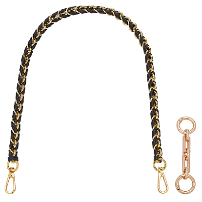 1Черные цепочки для кошельков из искусственной кожи, для замены цепочки мешка, с 1удлинителем из цинкового сплава и цепями для кабеля