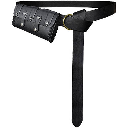 Кожаная поясная сумка и пояс в комплекте, с пряжкой сплава