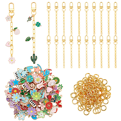DIY Pendants Decoration Making Kits, Includes 20Pcs Alloy Swivel Clasps, 100Pcs Alloy Enamel Pendant Sets, 120Pcs Brass Open Jump Rings