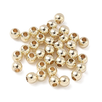 Rack Plating Brass Round Beads, Long-Lasting Plated, Cadmium Free & Lead Free
