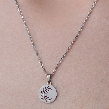 201 Stainless Steel Hollow Leaf Pendant Necklace