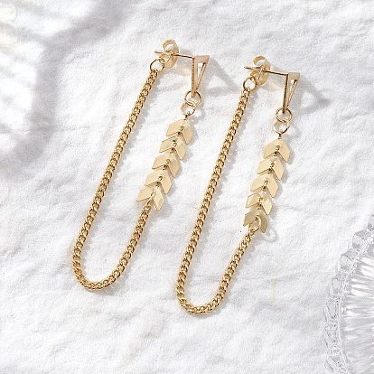 Серьги-гвоздики из латуни с кисточками в форме листа и треугольника, с 201 серьгами из нержавеющей стали