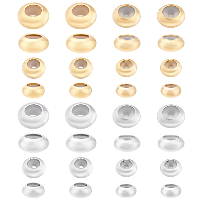 32шт 8 стиль латунные бусины, с резиной внутри, ползунки, долговечный, рондель