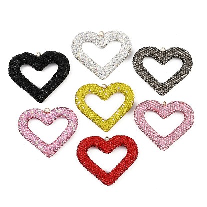 Большие подвески из сплава глины со стразами, сердце