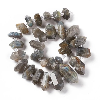 Natural Labradorite Beads Strands, Faceted, Double Terminated Pointed/Bullet