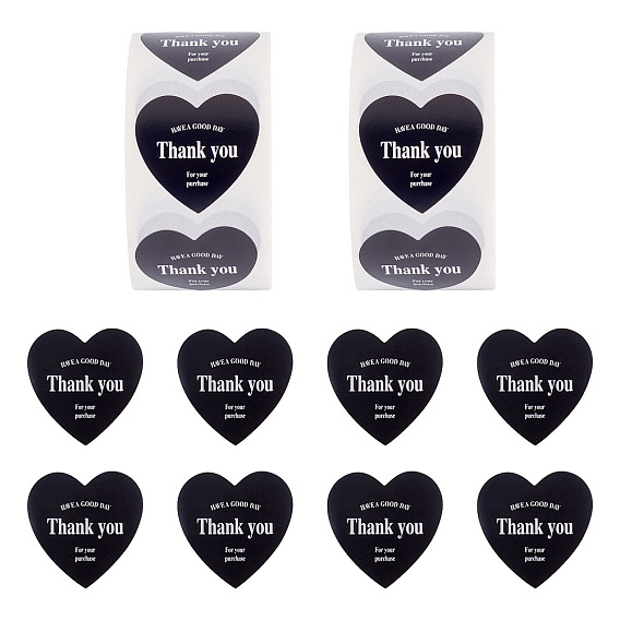 2сердечко-рулон с наклейками-благодарностями, самоклеящиеся бумажные наклейки, для вечеринки декоративные подарки день святого валентина