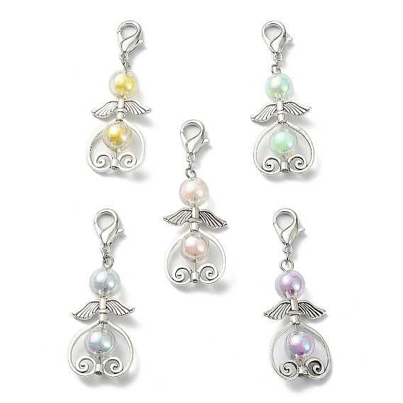 Прозрачные акриловые подвесные украшения, Сплав с застежками когтя омара, ангел