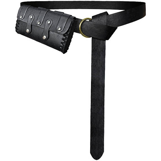 Кожаная поясная сумка и пояс в комплекте, с пряжкой сплава