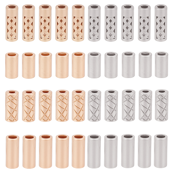 64Pcs 8 Style Zinc Alloy Cord Ends, End Caps, Column