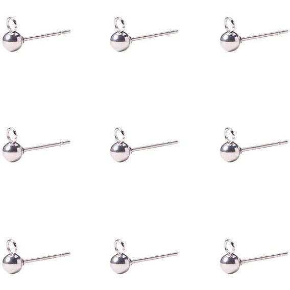 304 Stainless Steel Stud Earring Findings, with Loop, 16x6mm, Hole: 2mm, Pin: 0.8mm