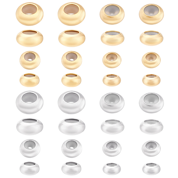 32шт 8 стиль латунные бусины, с резиной внутри, ползунки, долговечный, рондель