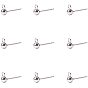 304 Stainless Steel Stud Earring Findings, with Loop, 16x6mm, Hole: 2mm, Pin: 0.8mm