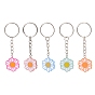 Flower Acrylic Pendant Keychain, with Iron Finding, for Key Bag Car Pendant Decoration