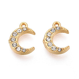 304 из нержавеющей стали амулеты горный хрусталь, Луна прелести, вакуумное покрытие pvd