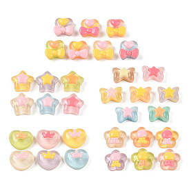 Candy Color Translucent Resin Decoden Cabochons, Heart/Star/Star/Flower