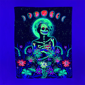 UV Reactive Blacklight Trippy Polyester Wall Hanging Tapestry, for Bedroom Living Room Decoration, Rectangle
