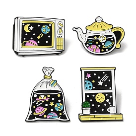 Starry Sky Universe Theme Alloy Brooches, Enamel Pins for Clothes Backpack