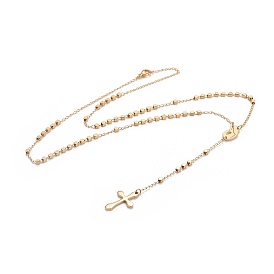 304 inoxydable colliers en acier chapelet de perles pour la pâques, croix et vierge marie