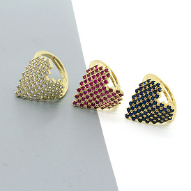 Vintage Punk Heart Ring with Zirconia Adjustable Opening for Women's Fashion Jewelry