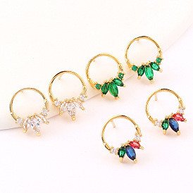 Colorful CZ Micro-Inlaid Clover Earrings with Gemstones for Women