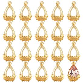 30Pcs Alloy Pendant Rhinestone Settings, Cadmium Free & Lead Free, Teardrop with Flower