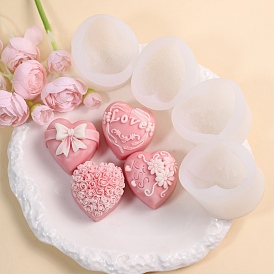 DIY Heart Shape Food Grade Candle Silicone Molds, for 3D Scented Candle Making