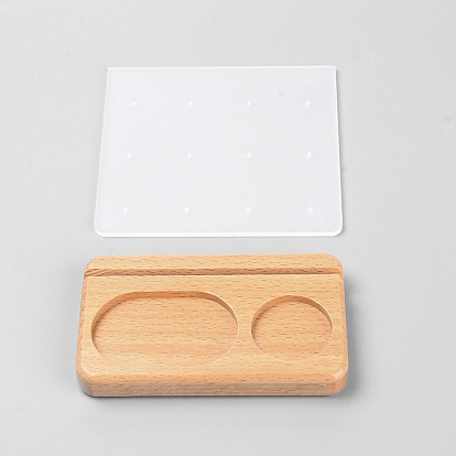 Beech Wood Storage Box, with Acrylic Board, for Earrings Storage Box, Rectangle