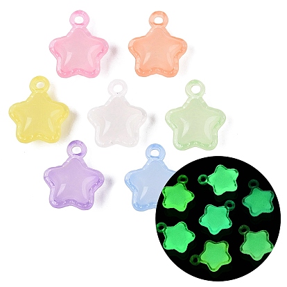 Luminous Transparent Acrylic Pendants, Star Charms, Glow in the Dark