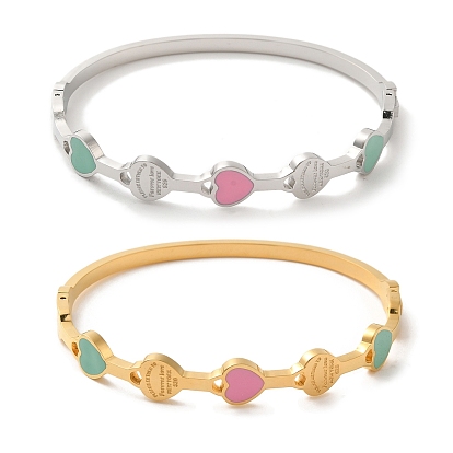 Вакуумное напыление эмали в форме сердца, вакуумное PVD-напыление 304 браслеты из нержавеющей стали для женщин