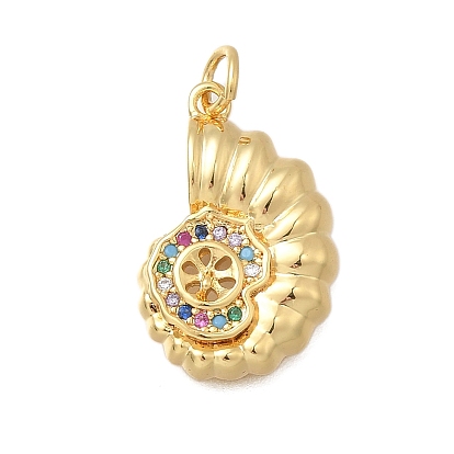 Латунные микро проложить кубического циркония подвески, форма раковины, без кадмия и без свинца, стойки покрытие, долговечный, с целью перехода в кольце