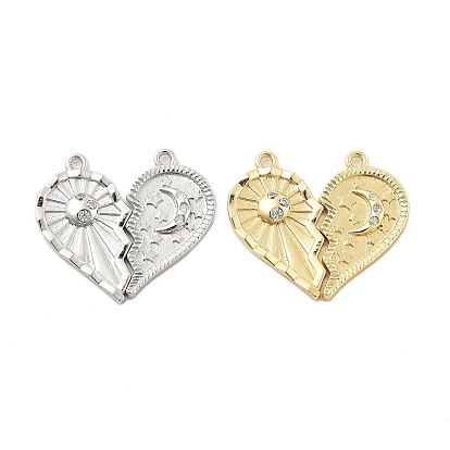 Латунные микро проложить кубического циркония подвески, сердце прелести, без свинца и без кадмия, долговечный